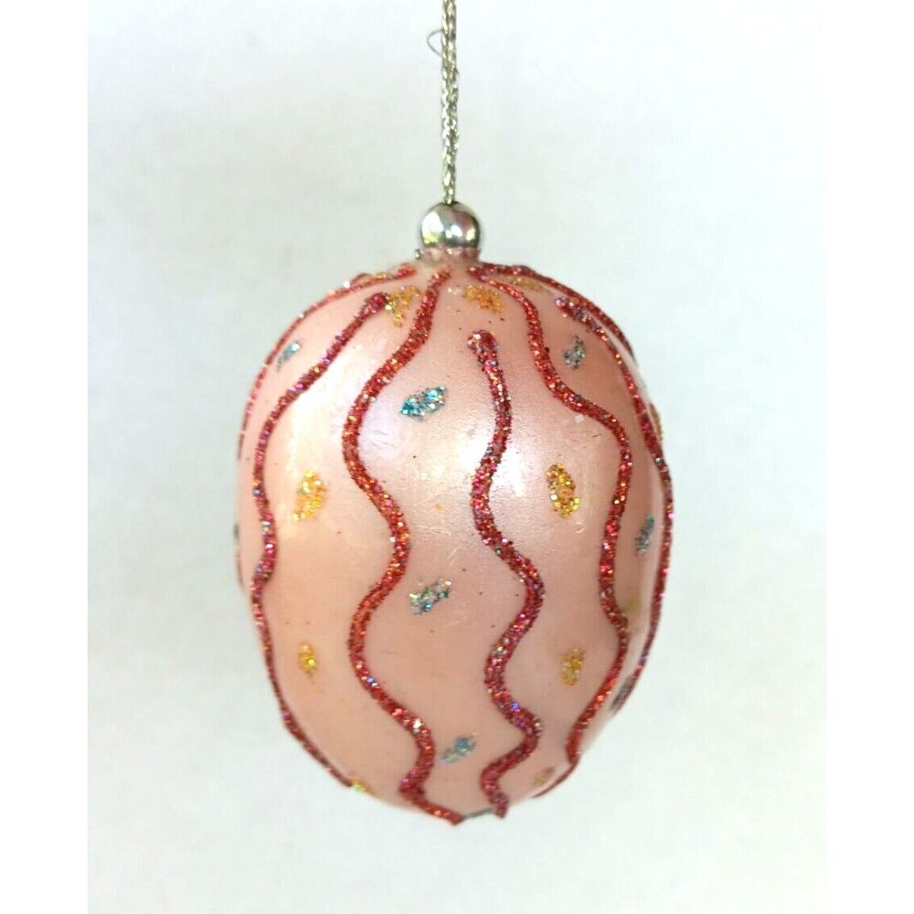Vintage Easter Egg Hanging Ornament Glitter Mark Roberts Collection 3 1/4"